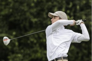 Joliet Catholic's Jake Pluth tees off Tuesday during the Lemont Class 2A Regional at Broken Arrow Golf Club in Lockport. -Photo courtesy of Lathan Goumas - lgoumas@shawmedia.com)